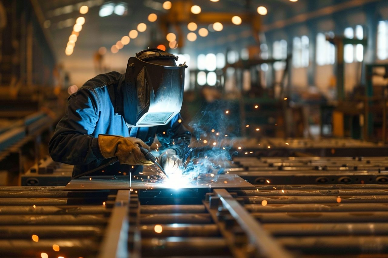 chaudronnier travaillant sur métal