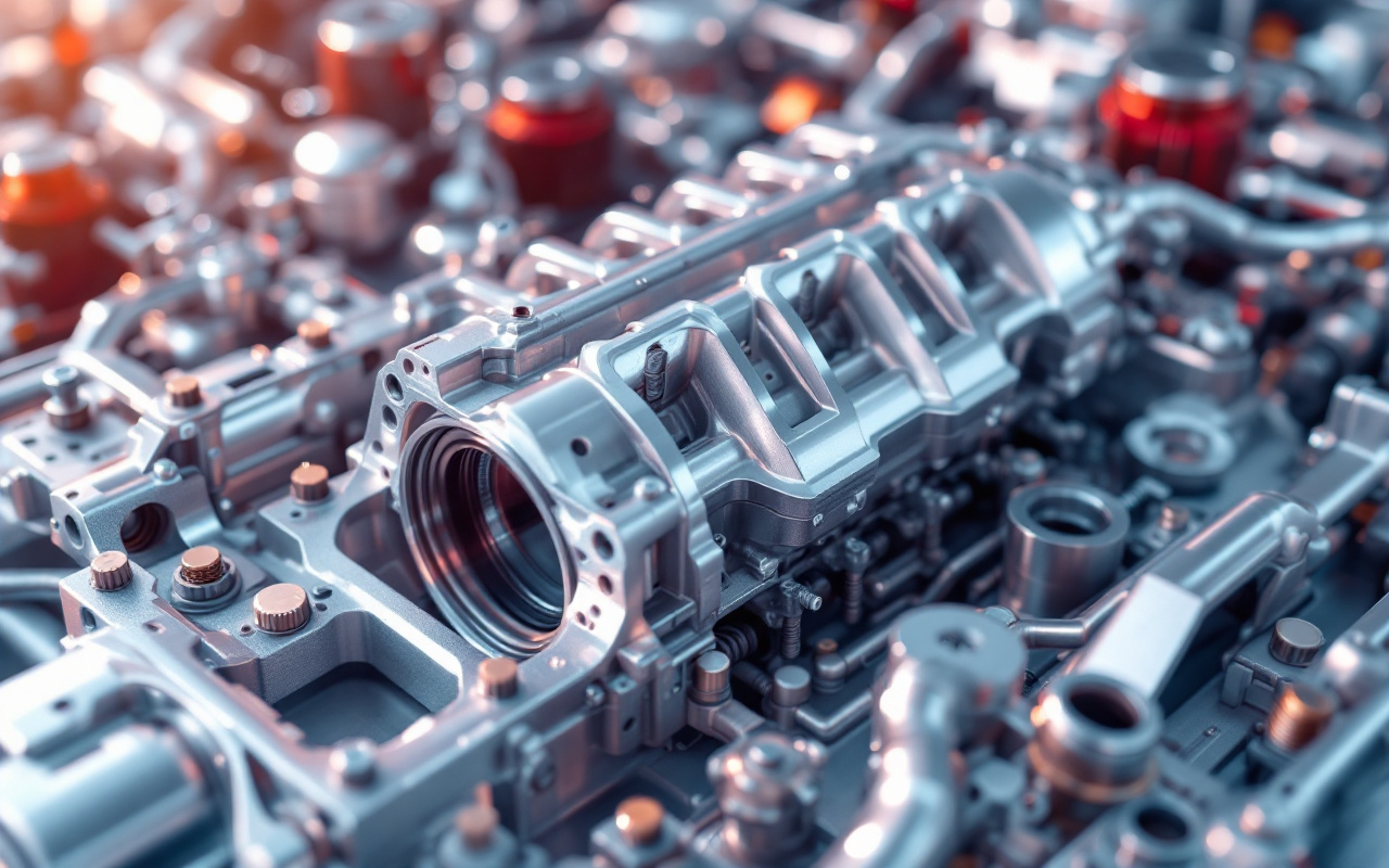 image-illustrant-des-composants-en-alliage-daluminium-utilises-dans-lingenierie-automobile-mettant-en-avant-des-pieces-de-moteur-et-des-elements-de-chassis-dans-une-ambiance-lumineuse-et-deta